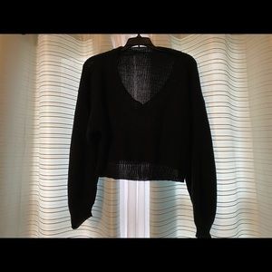 Cropped Black Knit Sweater